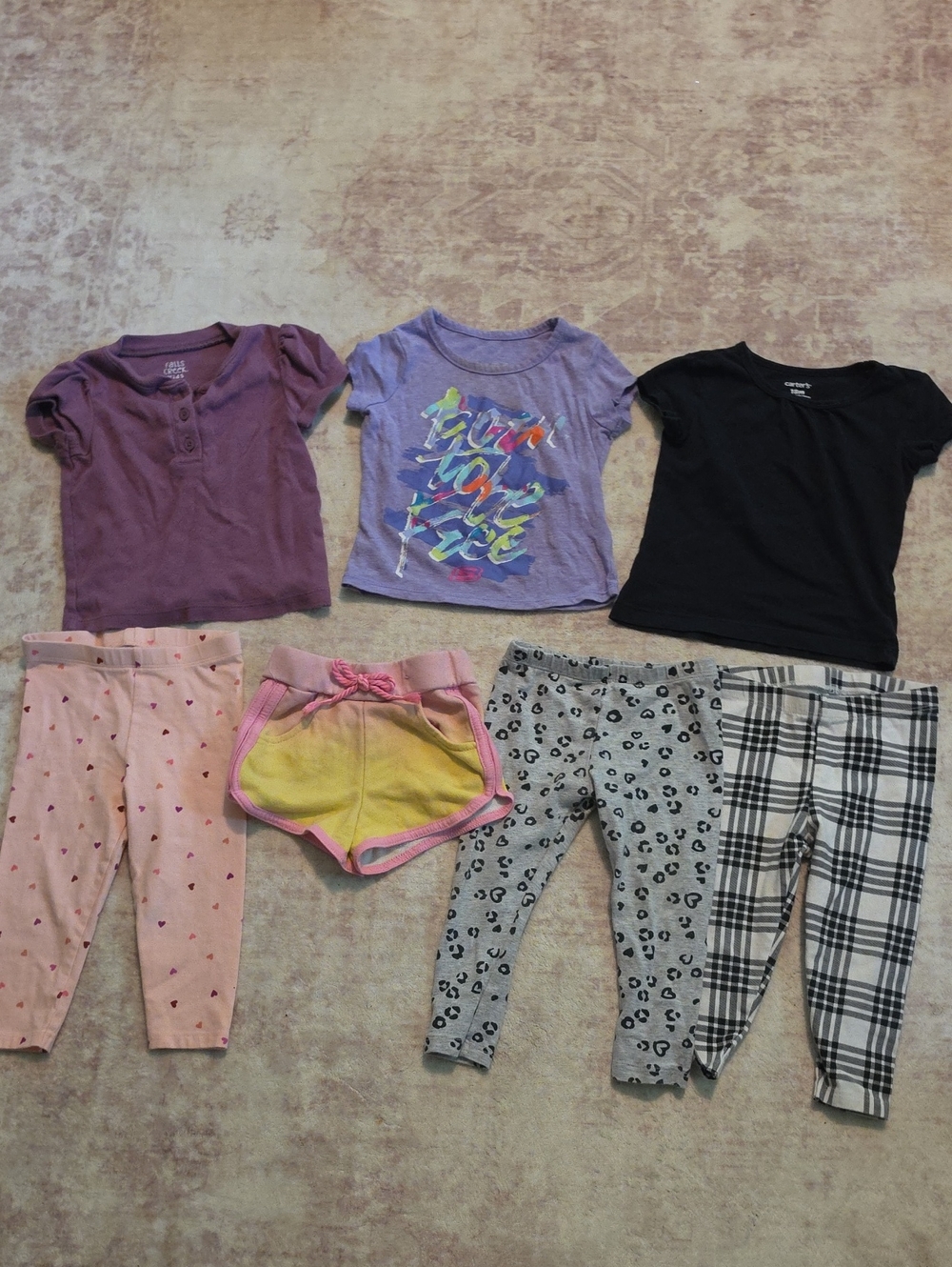 Girls 7 Piece Outfit Mix - Purple, Black, Pink & Yellow